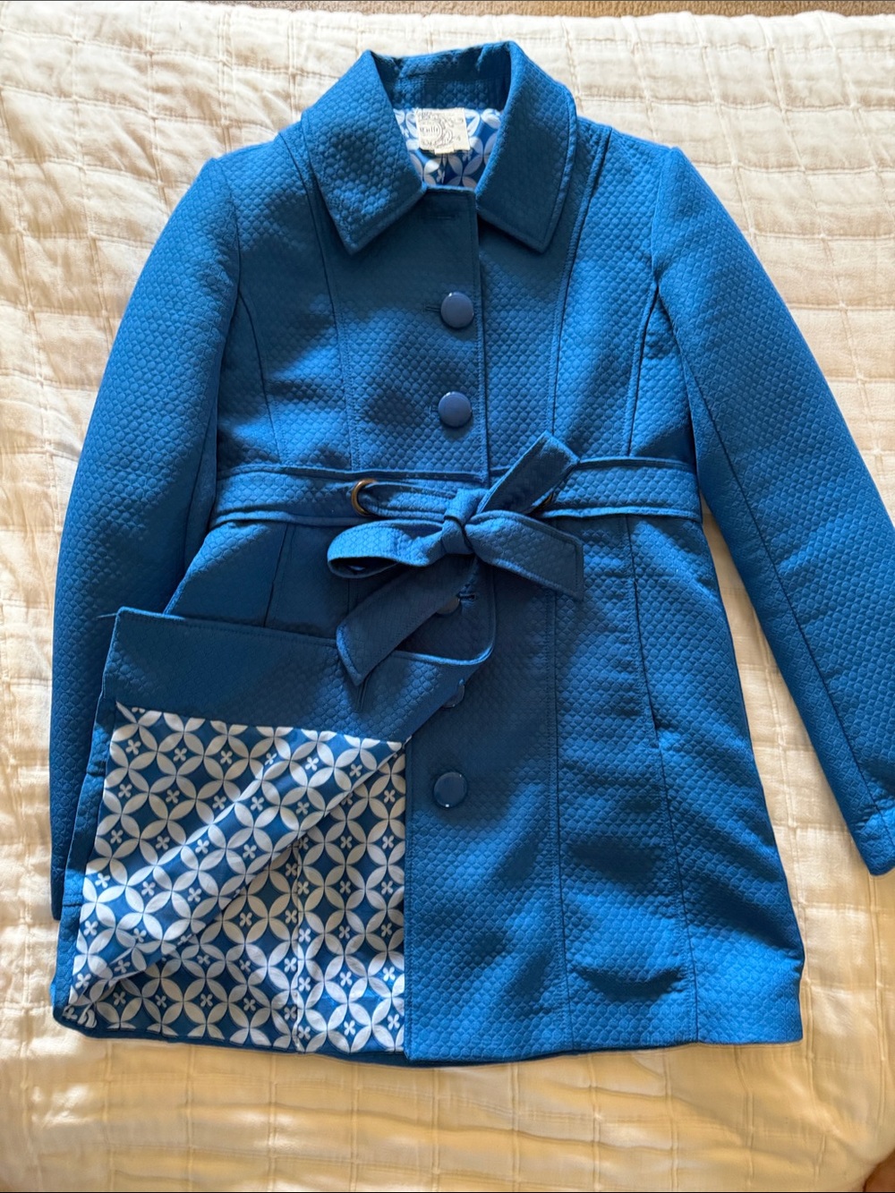 Tulle Women’s Bright Blue Belted Lightweight Pea Coat